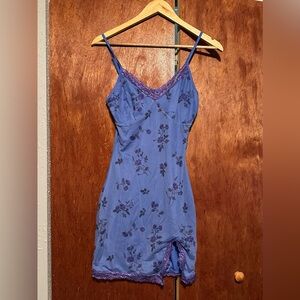 Floral Blue and Purple Women's Slip Dress